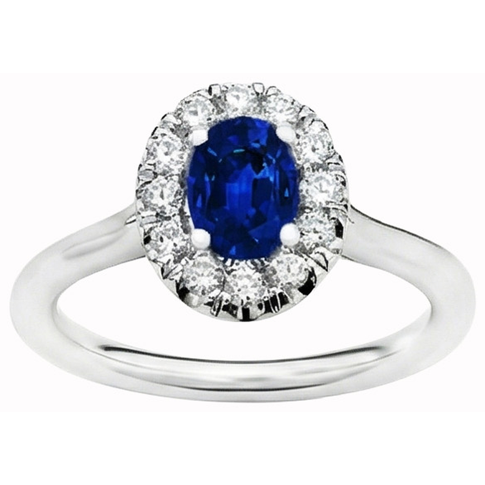 echter oval saphir 1Karat ring Draufsicht