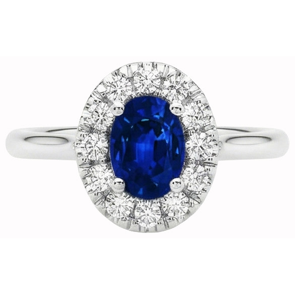 echter oval saphir 1Karat ring Seitenansicht