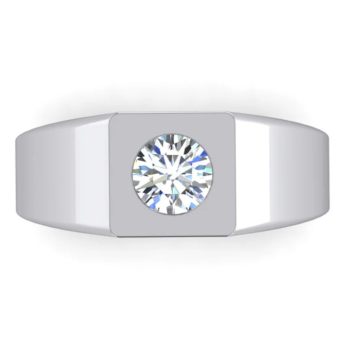1 Karat F VS1 Diamant Herren Solitärring 14K Weißgold