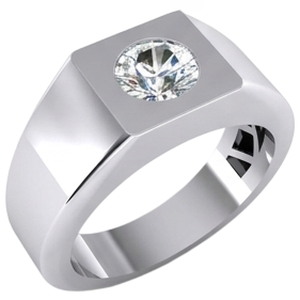 1 Karat F VS1 Diamant Herren Solitärring 14K Weißgold