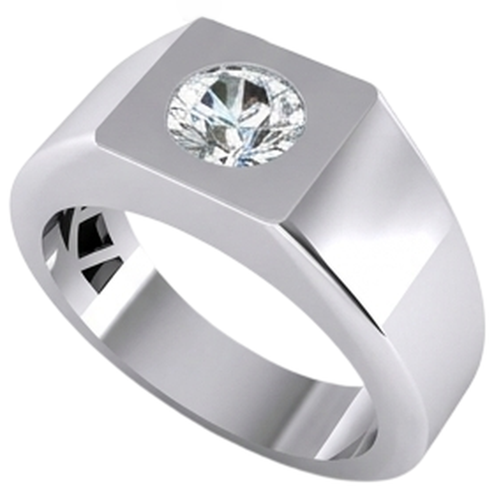 1 Karat F VS1 Diamant Herren Solitärring 14K Weißgold