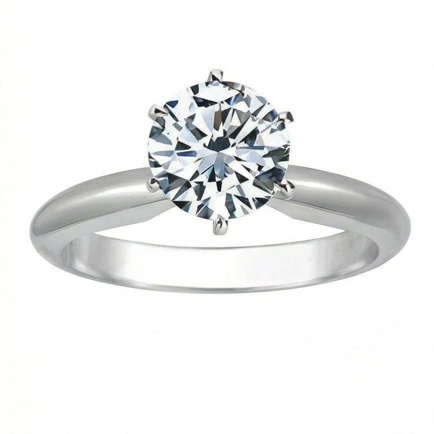 1 Karat Runder Natürliche Diamant-Solitär-Verlobungsring 14K Weißgold