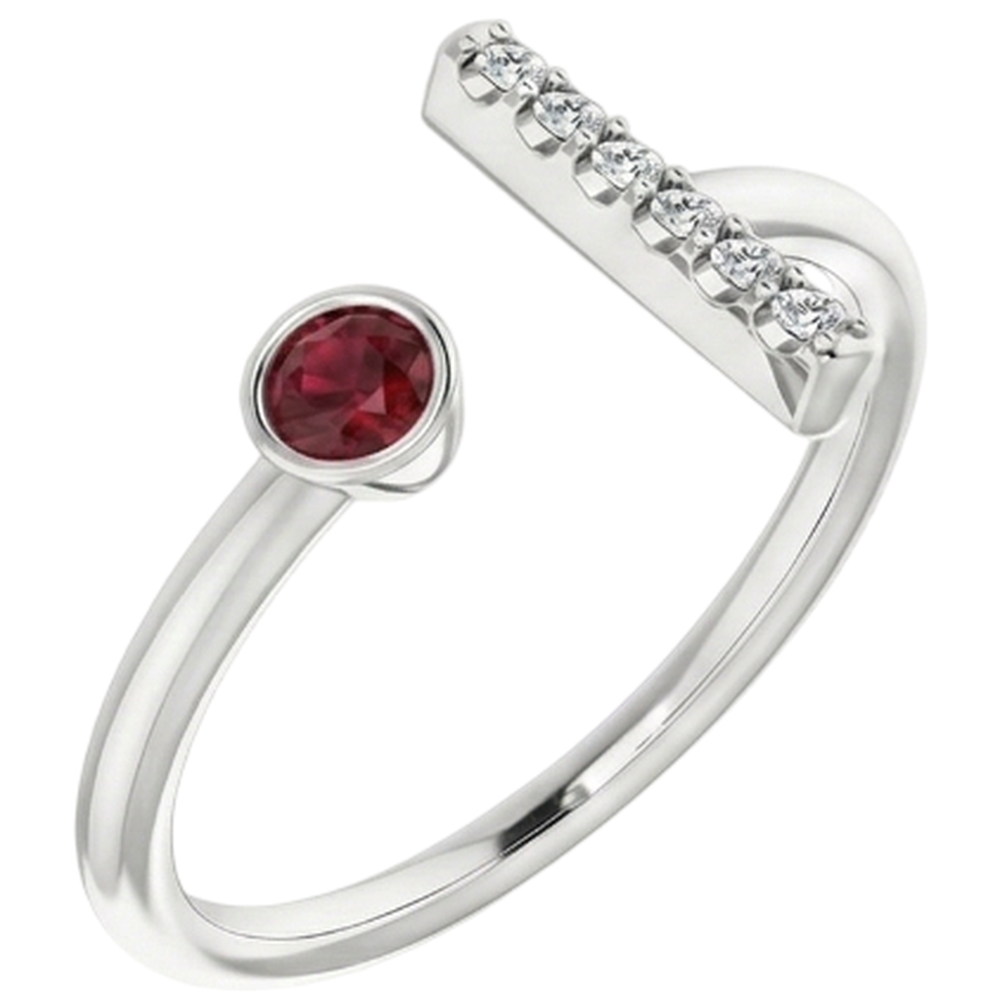 echter round rubin 1Karat ring Detailansicht