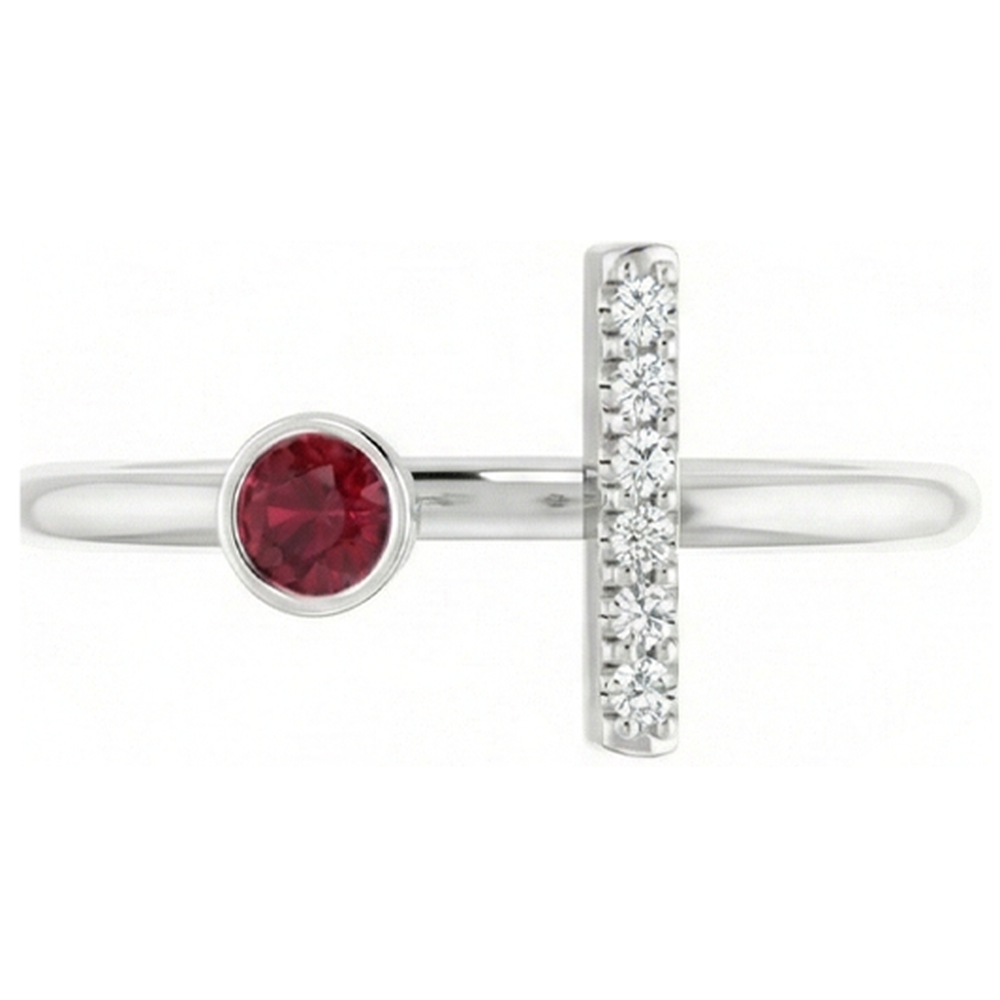 echter round rubin 1Karat ring Draufsicht