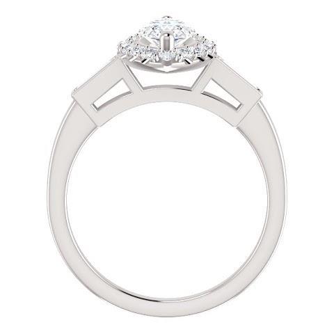 1.30 Karat Marquise Center Echt Diamant Und Baguette Halo Verlobungsring