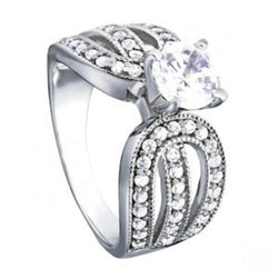 1.35 Karat Runder Echt Diamant Vintage-Stil Verlobungsring Weißgold
