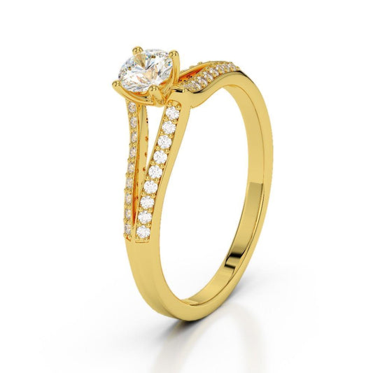 1.35 Kt. Rundschliff Echt Diamant Ehering 14K Gelbgold