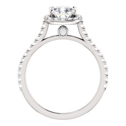 1.35 Kt Halo Kissen & Runder Echt Diamant Ehering Band 14K Weißgold