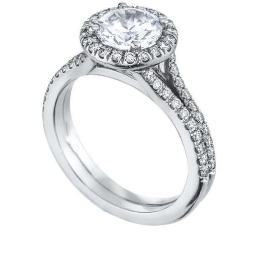 1.56 Karat Runder Echt Diamant Halo Ring Weißgold 14K