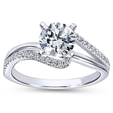 1.70 Carats Funkelnd Funkelnd Natürliche DiamantRing With Accents 14K White Gold New