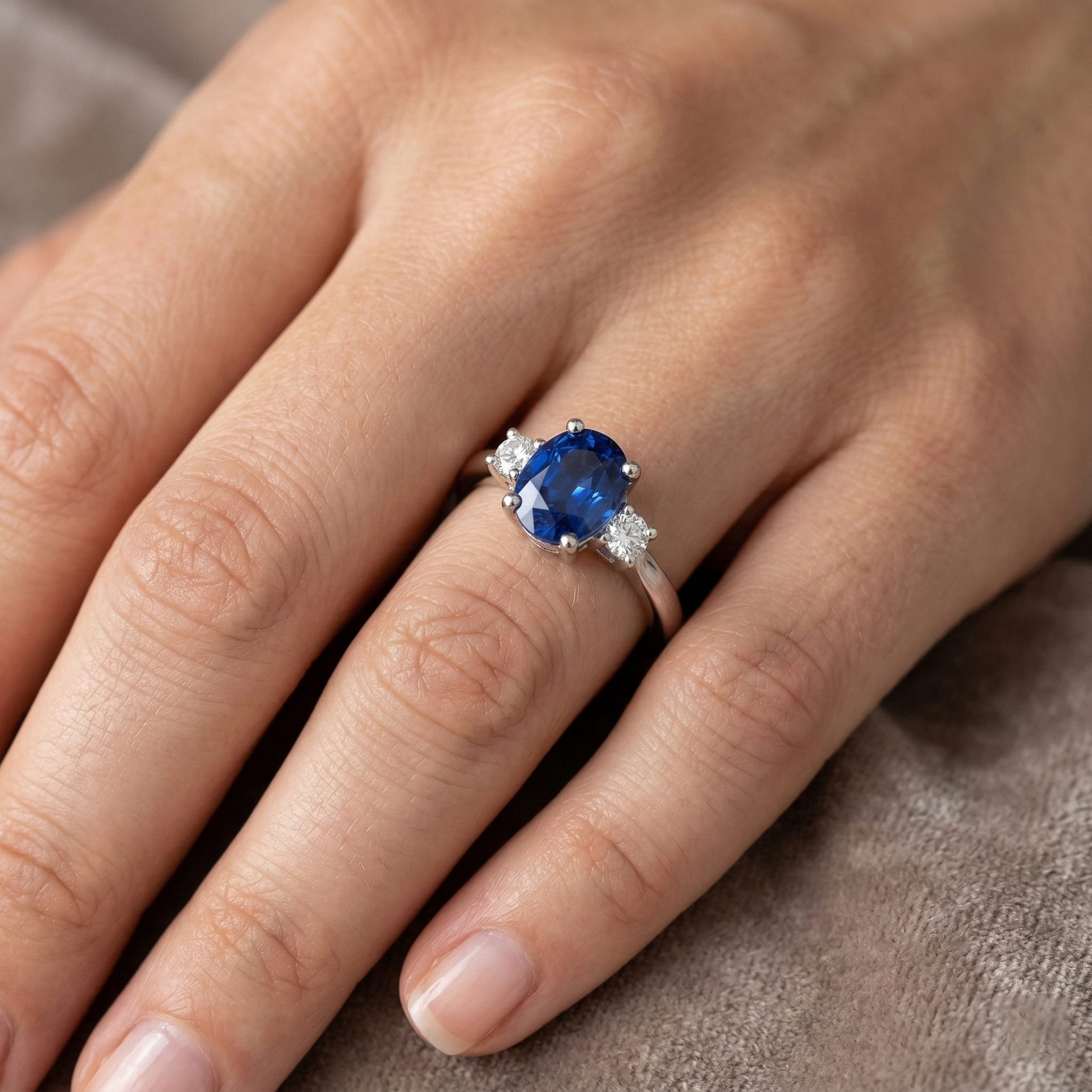 echter oval diamant 1.70Karat ring mit Diamantbesatz