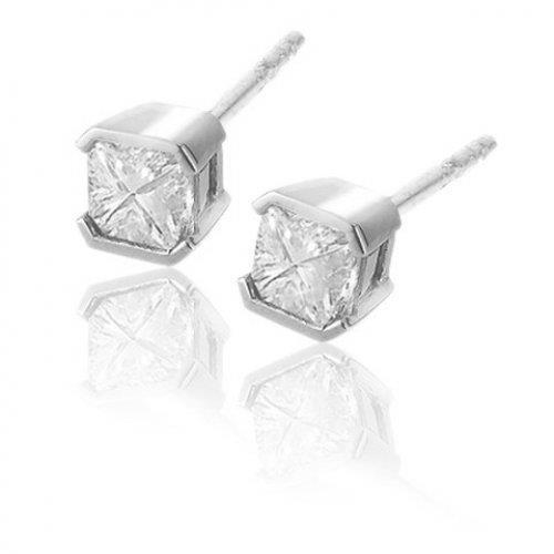 1.70 Karat Princess Cut Natürliche Diamant Ohrstecker Damen Gold 14K