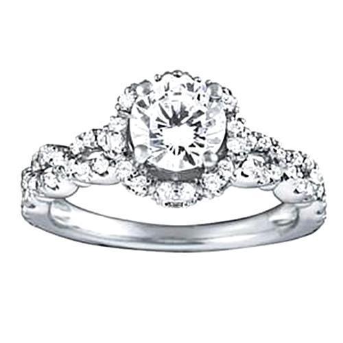 1.75 Karat Runder Halo-Natürliche Diamant-Verlobungsring Weißgold 14K