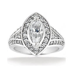 1.76 Ct Marquise Natürliche Diamant Halo Ehering