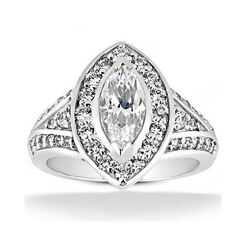 1.76 Ct Marquise Natürliche Diamant Halo Ehering