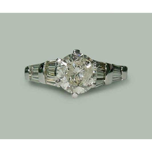 1.77 Karat Rund & Baguette Echt Diamanten Verlobungsring Weißgold