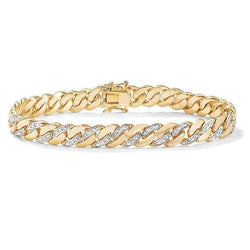 1.85 Karat 14K Gelbgold Runder Echt Diamant Herrenarmband