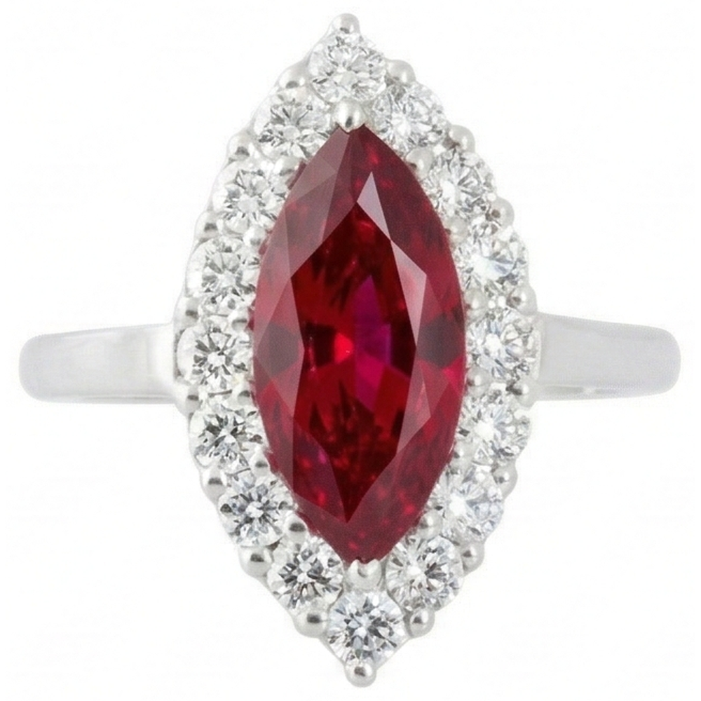 echter marquise rubin 10.50Karat ring Vorderansicht