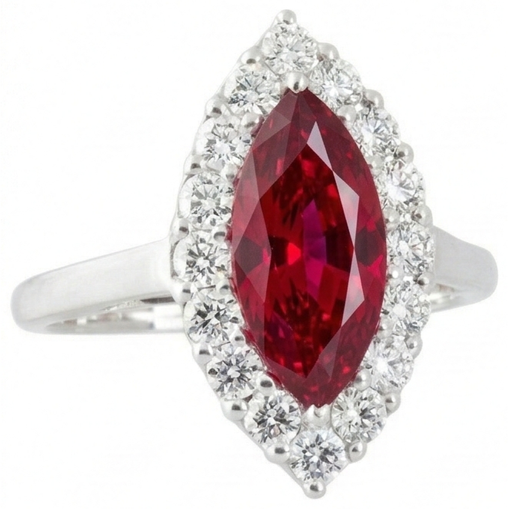 echter marquise rubin 10.50Karat ring Seitenansicht