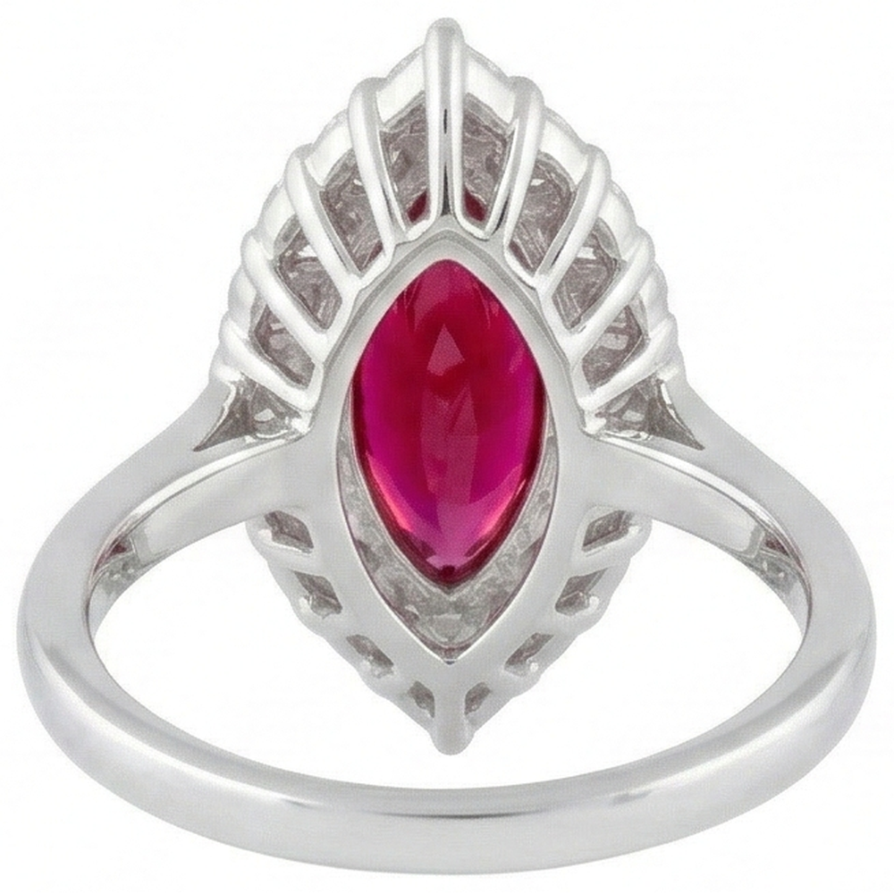 echter marquise rubin 10.50Karat ring auf Weiß