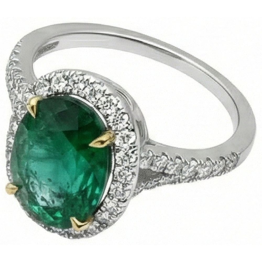 echter oval diamant 10Karat ring Draufsicht