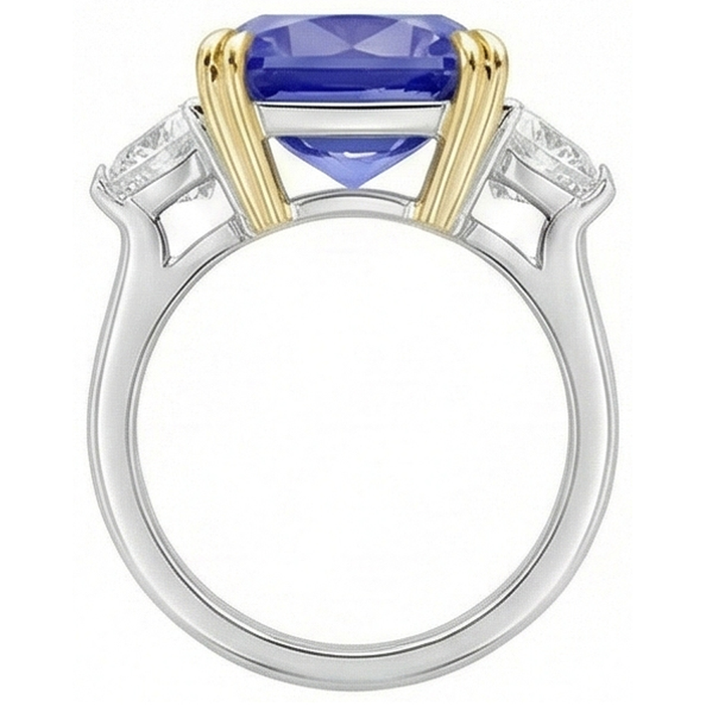 echter radiant diamant 10Karat ring Profilansicht