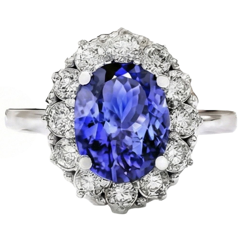 echter oval tansanit 7Karat ring Seitenansicht