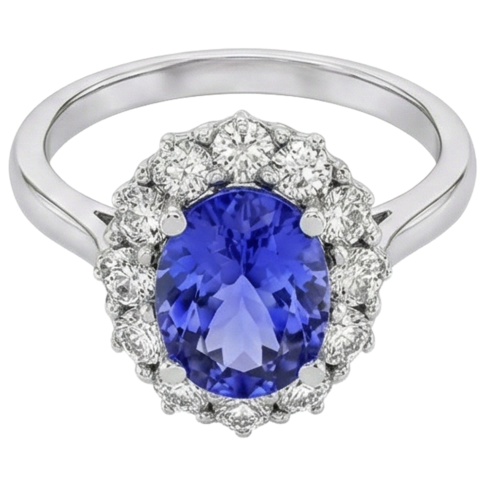 echter oval tansanit 7Karat ring Draufsicht