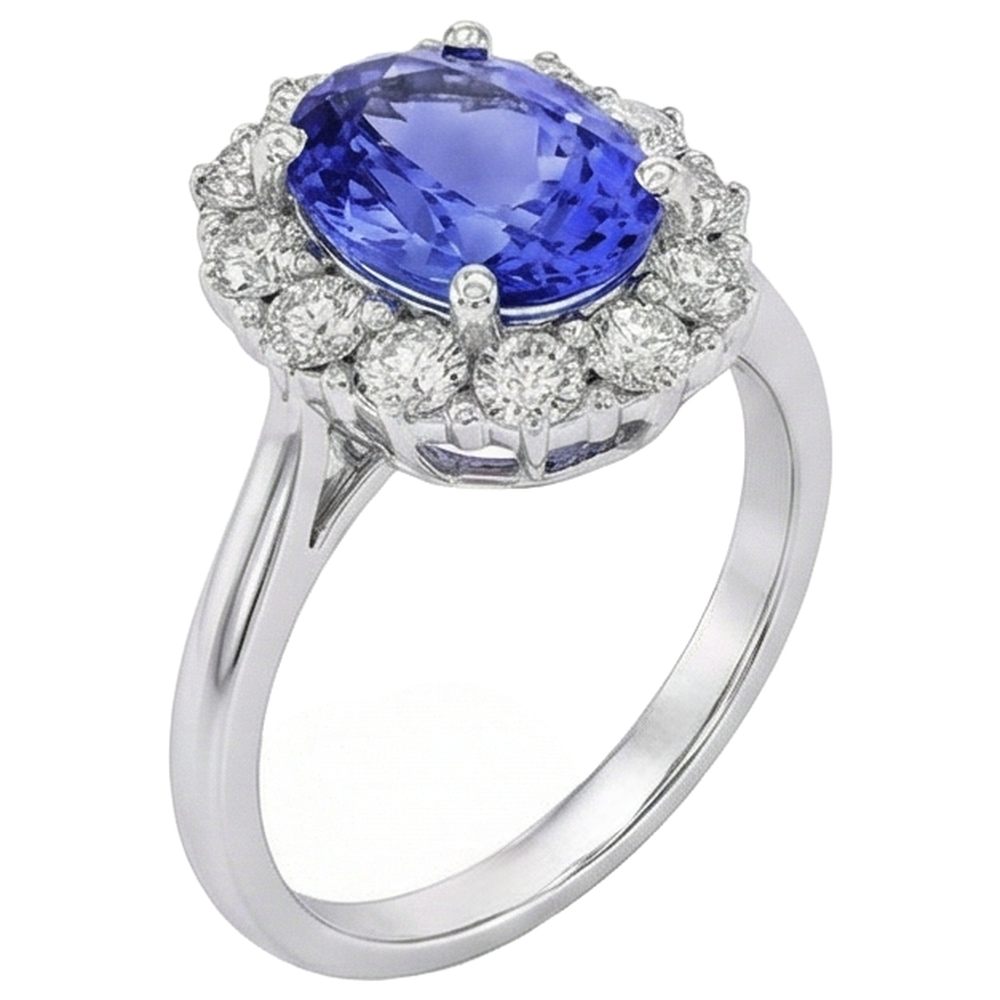echter oval tansanit 7Karat ring Profilansicht