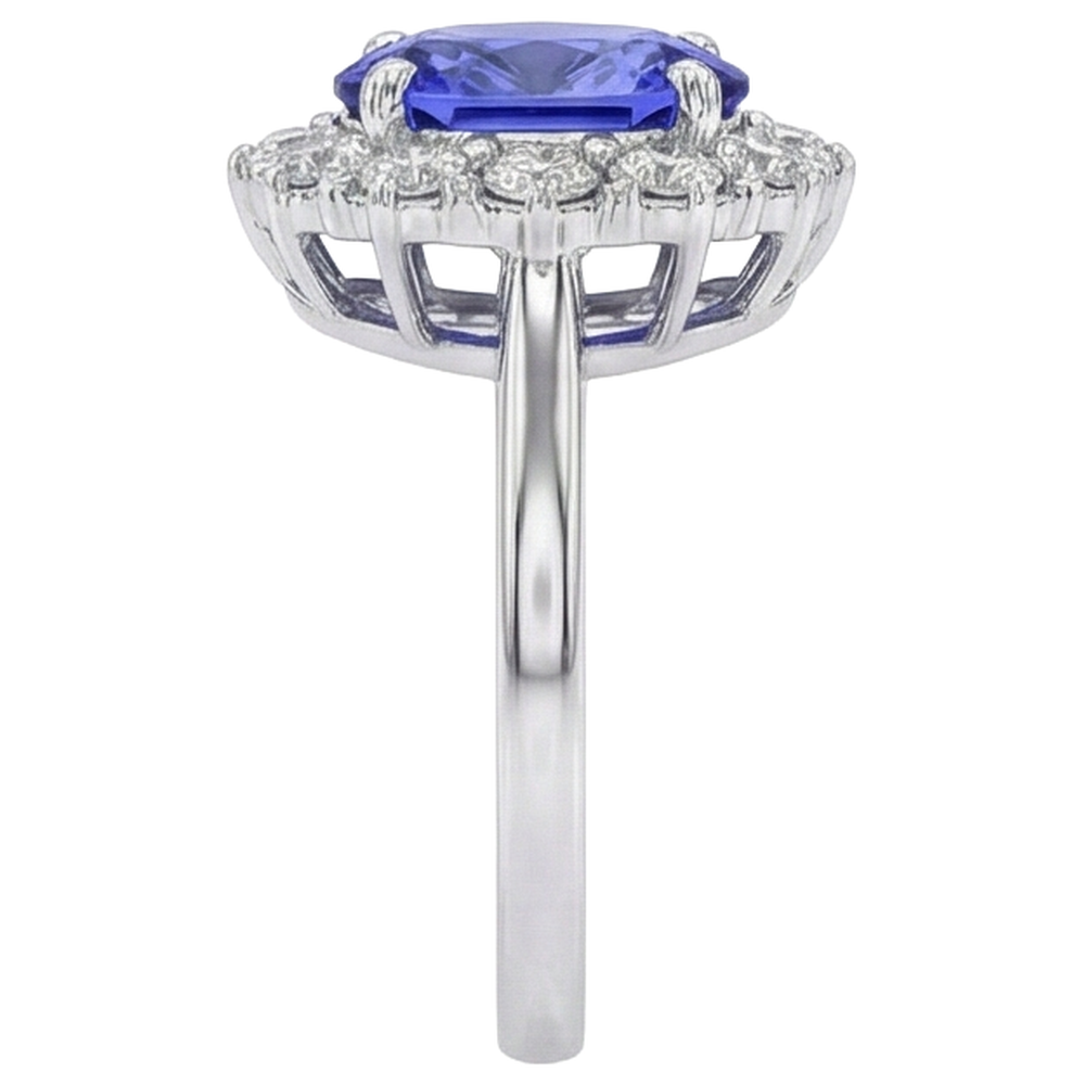 echter oval tansanit 7Karat ring auf Weiß