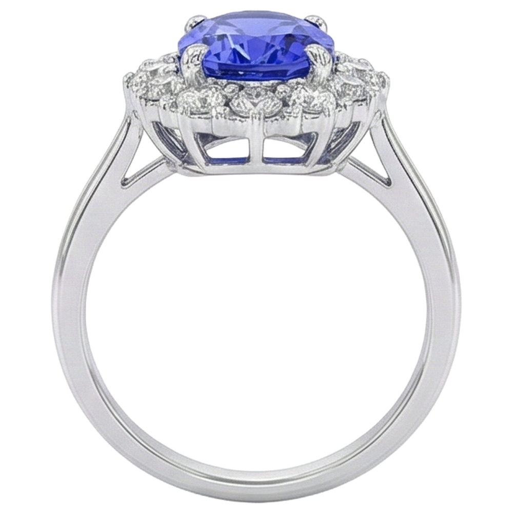 echter oval tansanit 7Karat ring mit Diamantbesatz