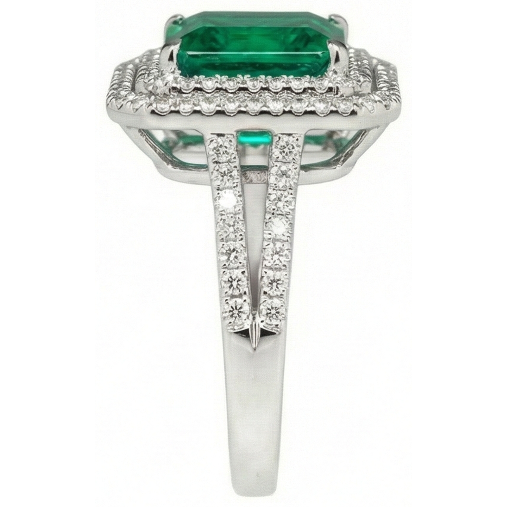 echter princess smaragd 8Karat ring Profilansicht