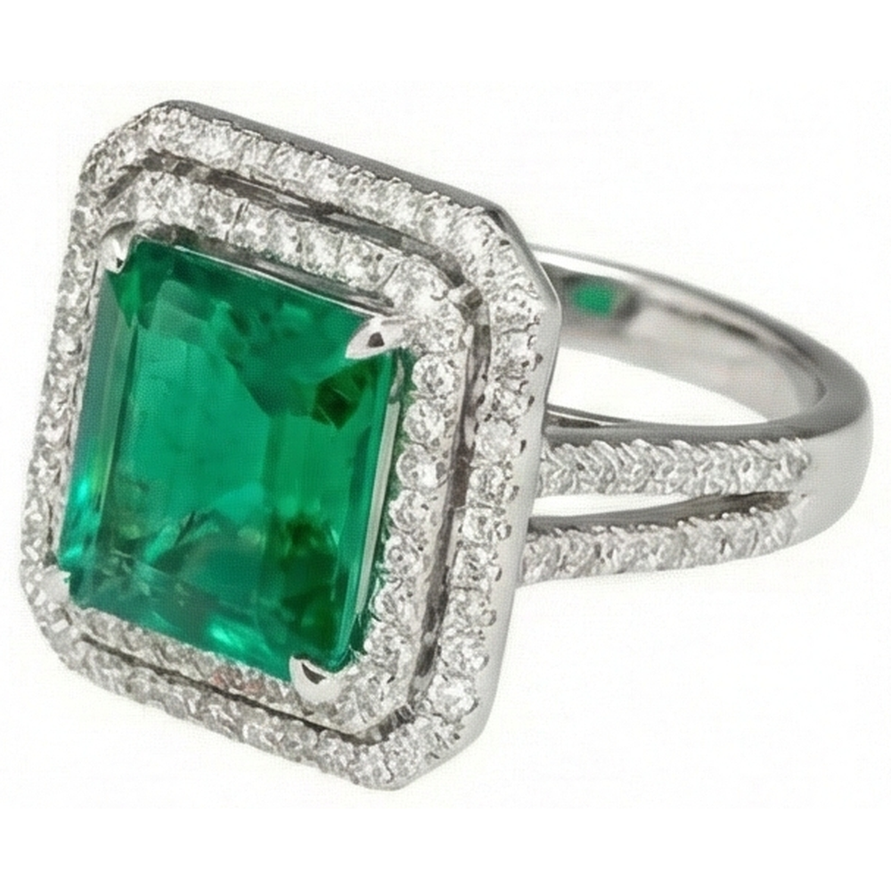 echter princess smaragd 8Karat ring Detailansicht