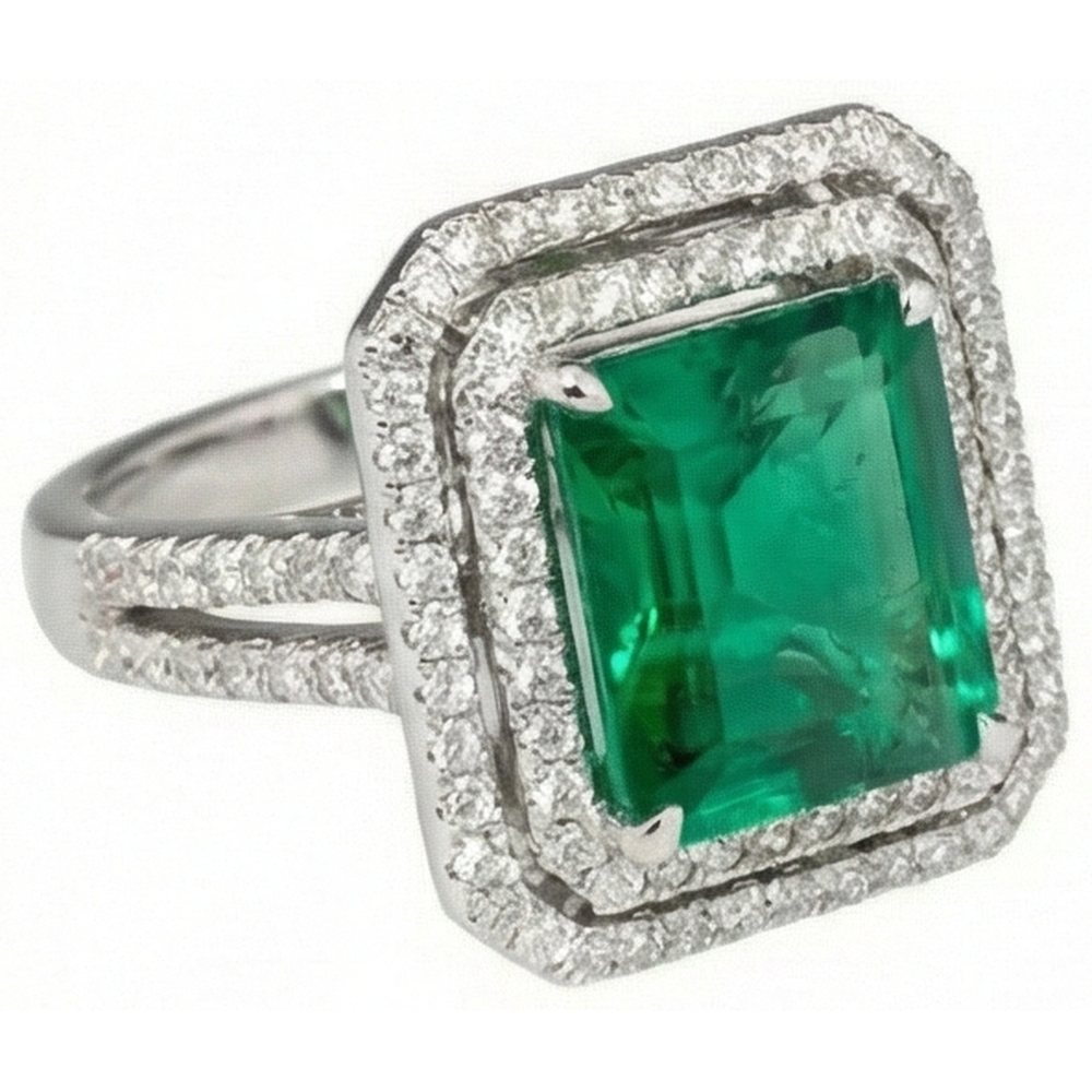 echter princess smaragd 8Karat ring Draufsicht
