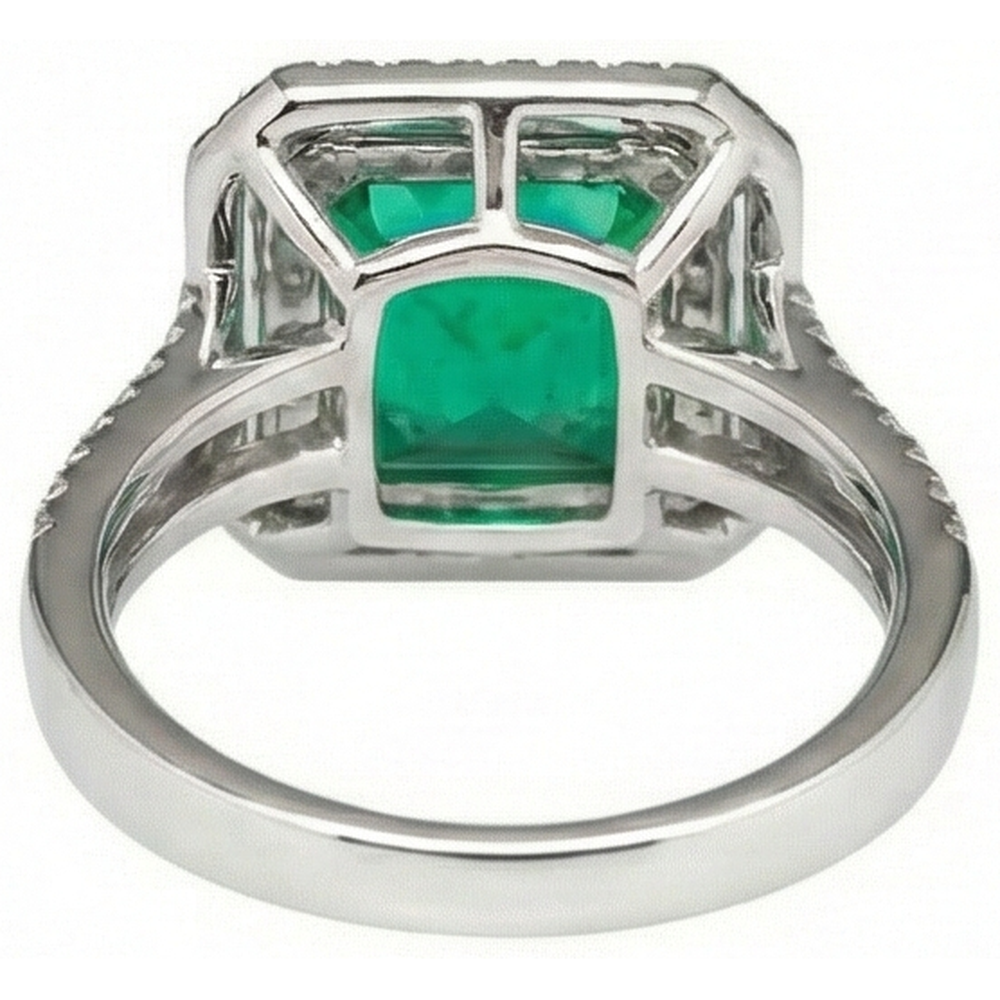 echter princess smaragd 8Karat ring mit Diamantbesatz