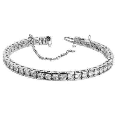 10.50 Karat Rundschliff Natürliche Diamanten Kanalset Armband Weißgold 14K