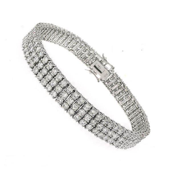 10.80 Karat Rundes 4 Krappen Set Echt Diamant Tennisarmband Weißgold 14K