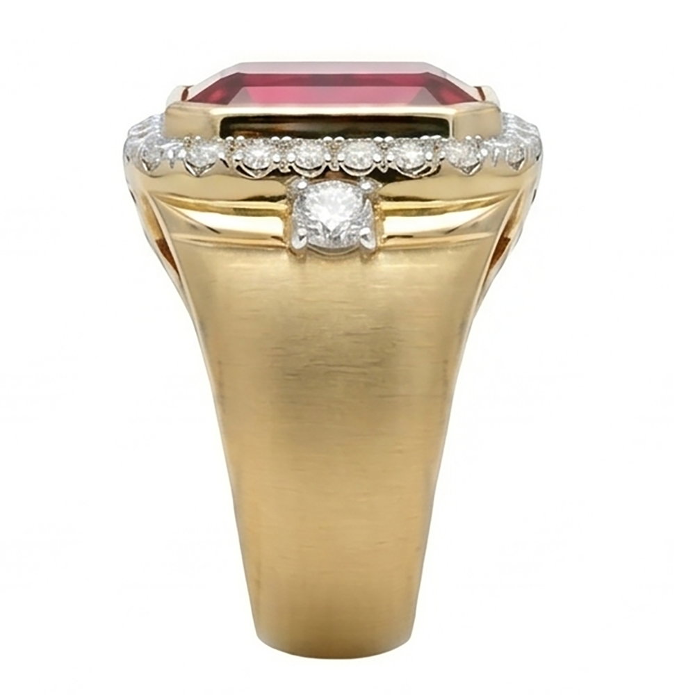 10K Yellow Gold Burmesischer Rubin Herren-Ring – 8,5-Karat