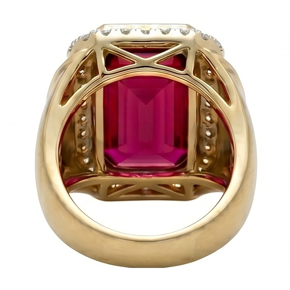 10K Yellow Gold Burmesischer Rubin Herren-Ring – 8,5-Karat