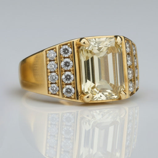 Edler Diamant Herren-Ring 8-Karat 10K Yellow Gold – Frontansicht