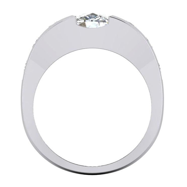 10K Gold Herren Ring Kissen Rund Diamant Labor Gezüchtet