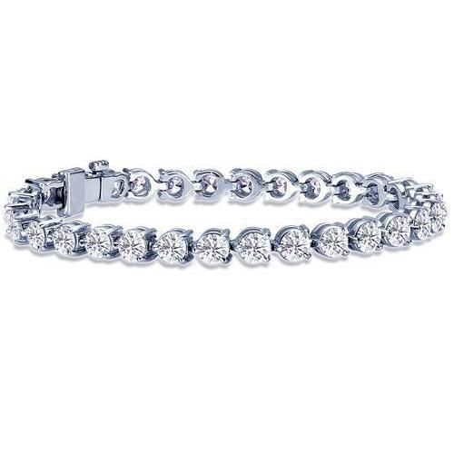 10,50 Karat Zinken-Set Rundes Echt Diamant-Tennis-Armband Goldschmuck