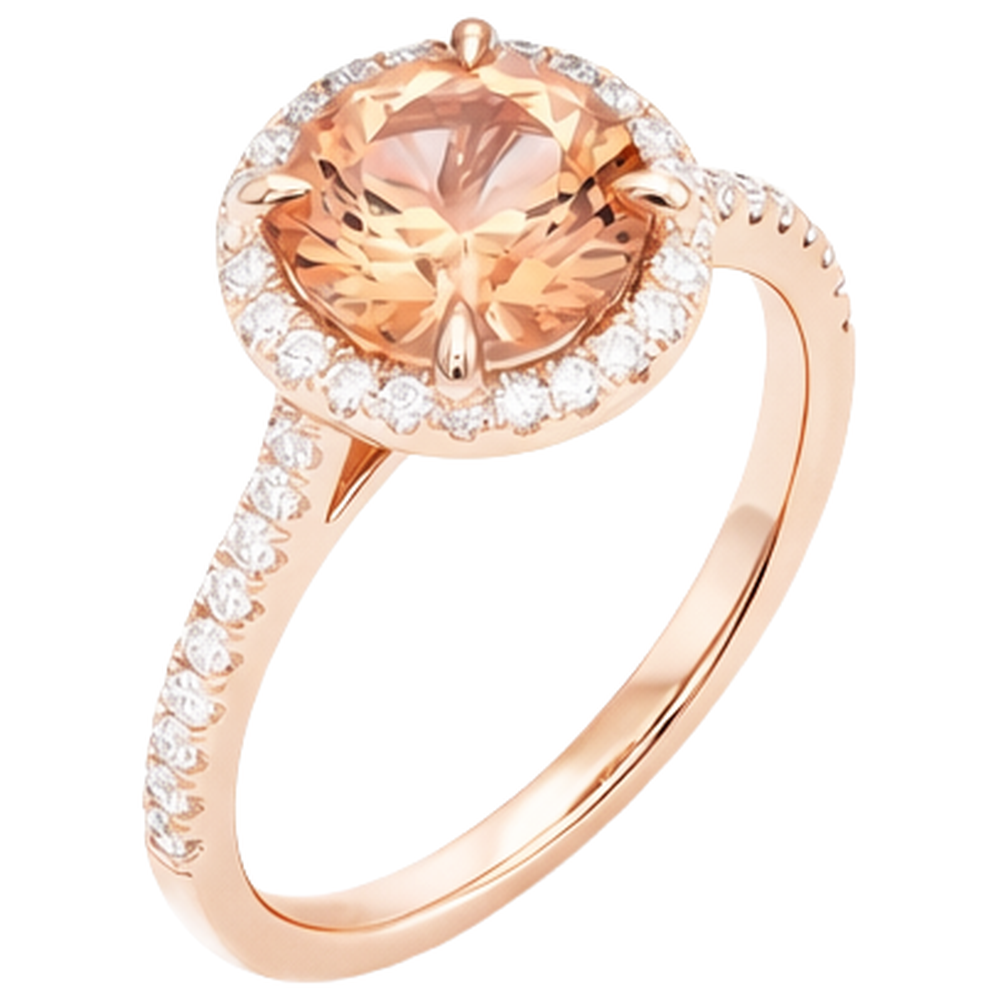 echter round morganit 10.75Karat ring Draufsicht