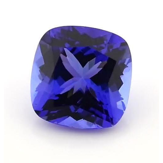 Blauer Tansanit Cushion Loose Sapphires Natural in Gold – Seitenansicht