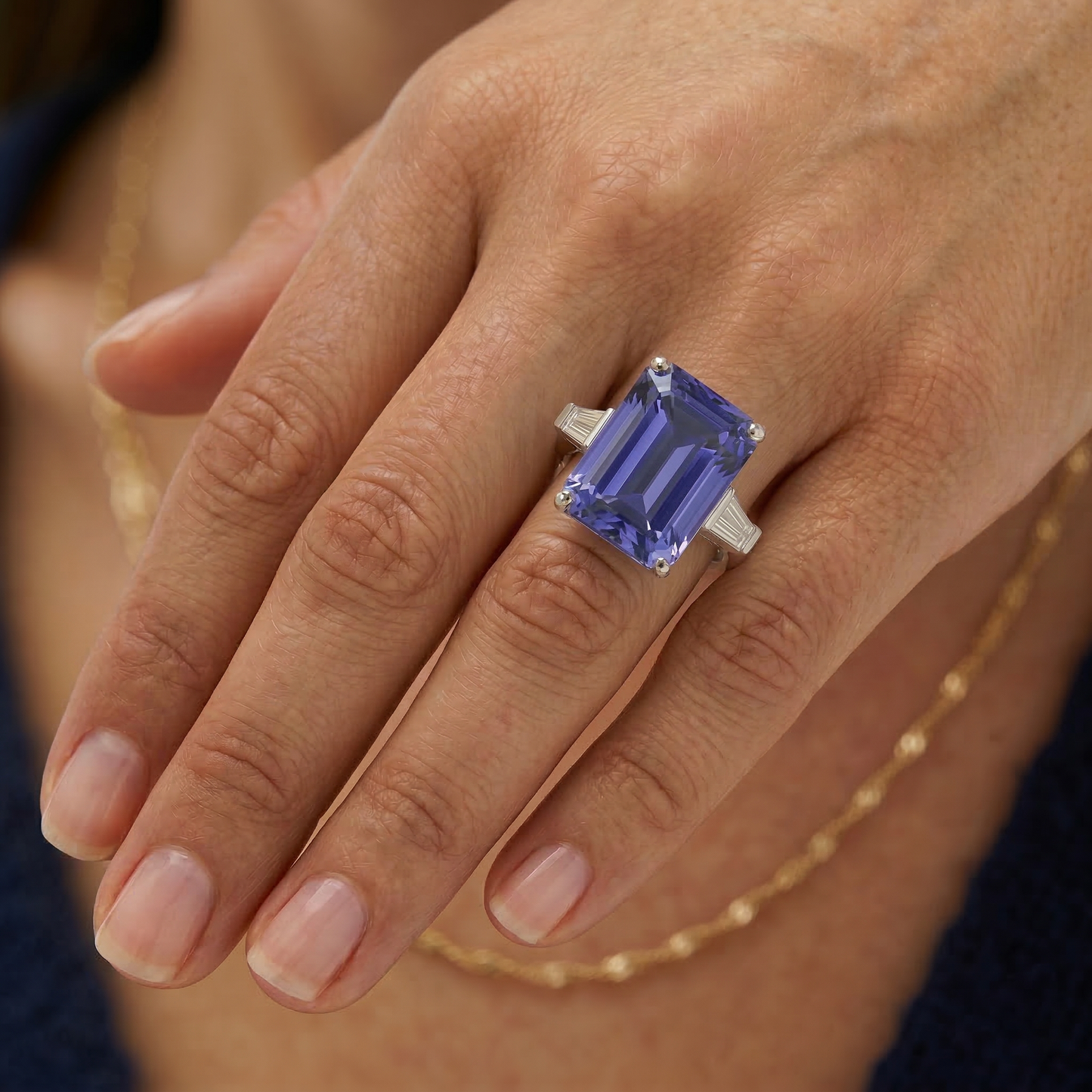 echter baguette diamant 11Karat ring mit Diamantbesatz