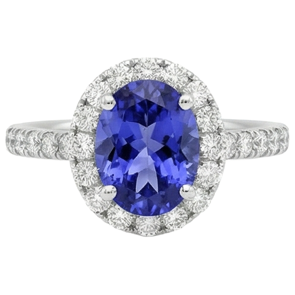 echter oval tansanit 11.25Karat ring Seitenansicht