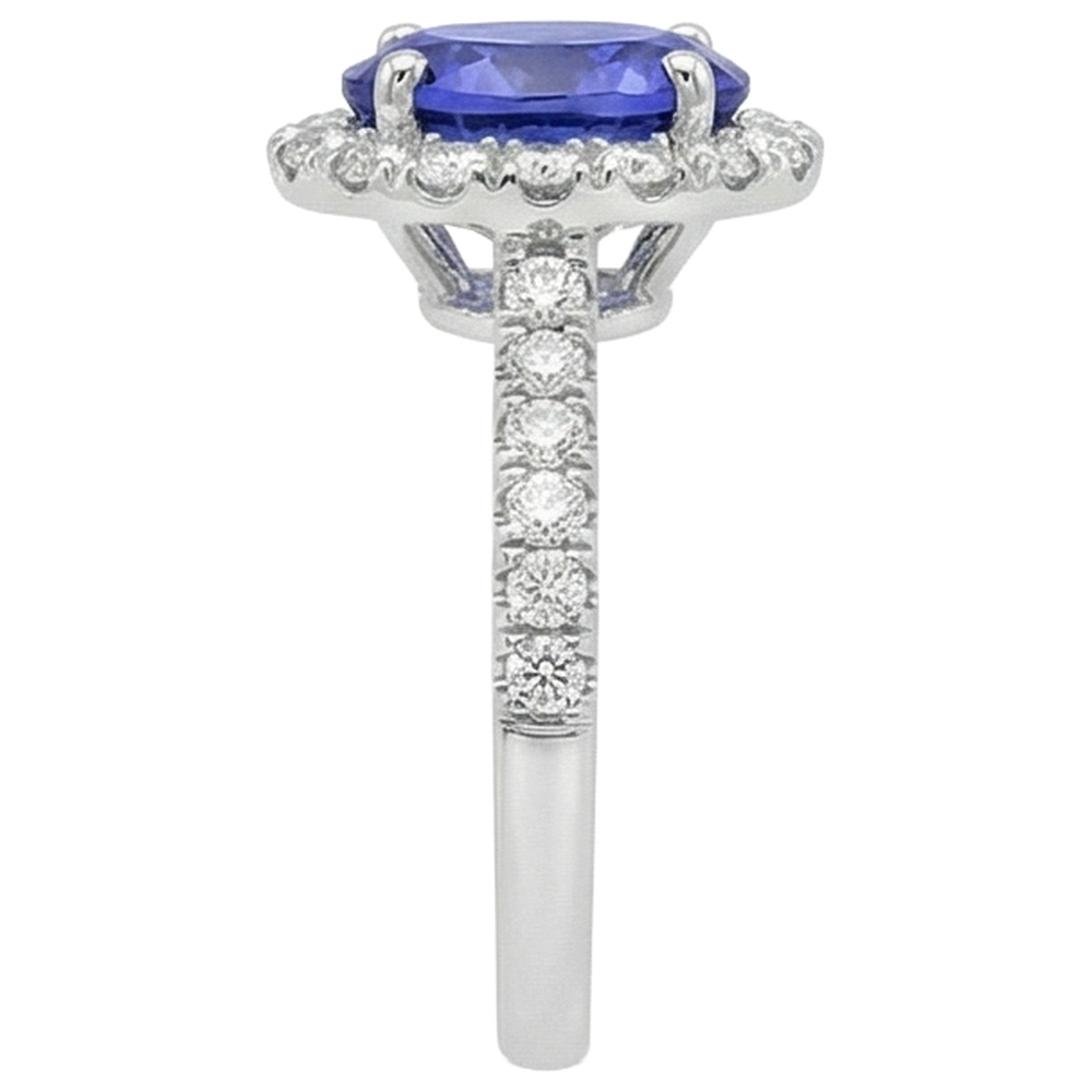 echter oval tansanit 11.25Karat ring auf Weiß