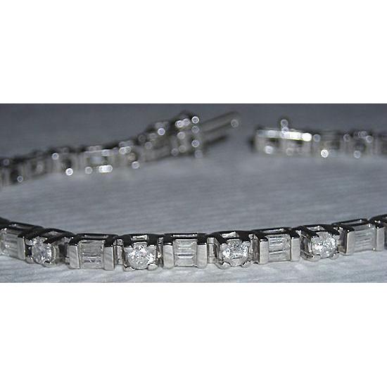 11,40 Ct. Natürliche Diamant Tennisarmband WG Baguettes & Runde Diamanten