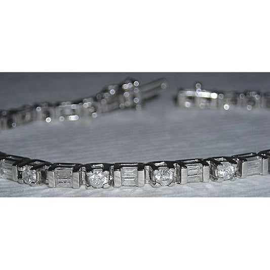 11,40 Ct. Natürliche Diamant Tennisarmband WG Baguettes & Runde Diamanten