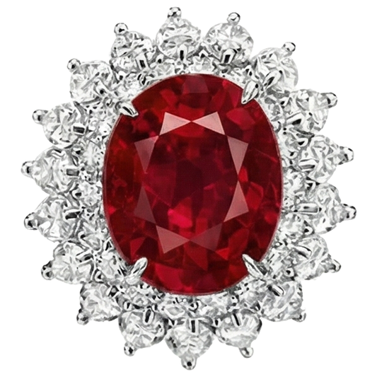 echter oval rubin 11.75Karat ring Vorderansicht